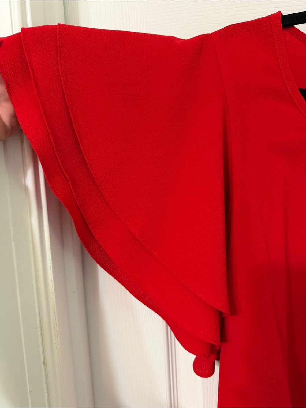 Umgee Red Tiered Ruffle Sleeve Blouse - Picture 3 of 7